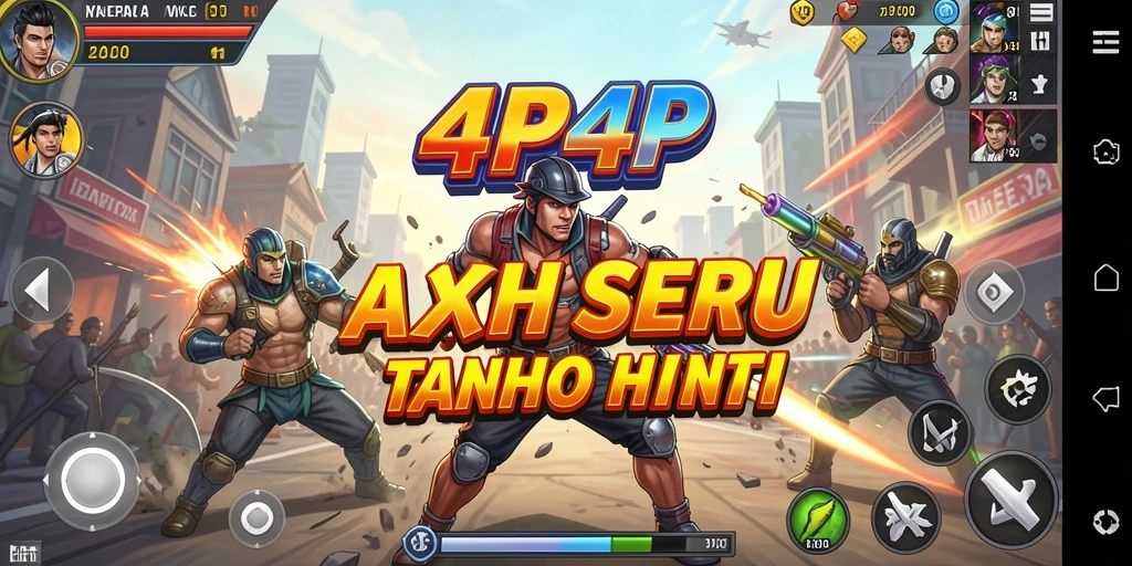 Screenshot menampilkan aksi seru dan intens dari gameplay 4P4P.
